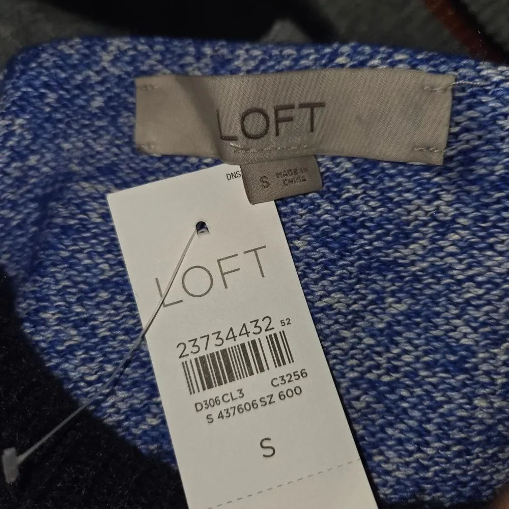 Loft NWT striped Long Sleeve Bonfire Sweater Wool & Mohair Blend Size Small
